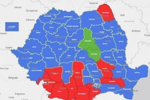 Harta politică a României după primul tur al alegerilor prezidenţiale s-a făcut albastră. Roşul tot mai restrâns şi o mică pată verde