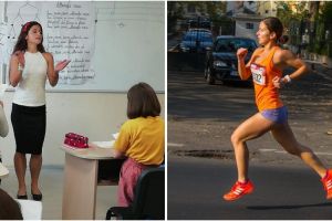 Constanta. Castigatoarea Crosului Ziua Olimpica 2019, la catedra!:  Campioana Nastasia Fotu, in fata elevilor. Le preda muzica 