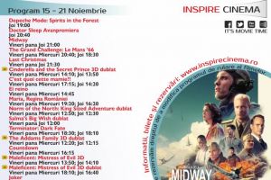 Program Cinema Inspire Alba Mall. Ce filme vor rula în perioada 15 – 21 noiembrie 2019