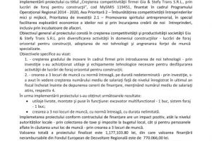 Anunt de presa : Finalizarea proiectului Cresterea competitivitatii firmei Gia  Stefy Trans SRL, prin lucrari de foraj pentru constructii
