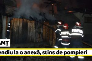 NEAMȚ: Incendiu la o anexă. Proprietara a suferit un atac de panică