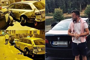 FOTO. Cum a fost sancţionat de Poliţie şoferul BMW-ului care a lovit şapte maşini