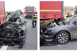 Părinţi şi copil răniţi în accident pe autostradă