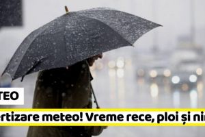 METEO: Avertizare meteo! Vreme rece, ploi şi ninsori
