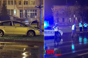 Concluzia Poliţiei | Cum a ajuns şoferul cu maşina în stâlp, în faţa Finanţelor