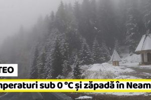NEAMȚ: Temperaturi sub 0 °C şi 3 cm. de zăpadă în Neamţ. Prognoza meteo (22–23 noiembrie)