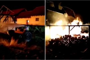 VIDEO. Incendiu violent de la o ţigară. Pompierii s-au luptat două ore cu flăcările