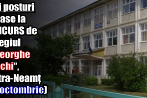 Trei posturi scoase la concurs de Colegiul Naţional „Gheorghe Asachi“, Piatra-Neamţ (13 octombrie)
