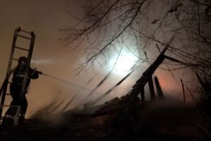 Incendiu violent la un şopron din Meziad, declanşat de un scurtcircuit (FOTO)