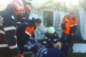 A intrat cu autotrenul în Balta Moviliţa. Autoutilitară răsturnată la Coşereni