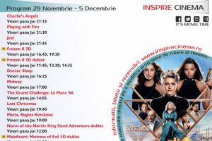 Program Cinema Inspire Alba Mall. Ce filme vor rula în perioada 29 noiembrie – 5 decembrie 2019