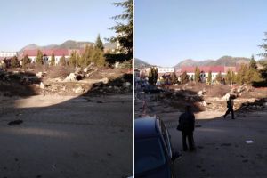 FOTO VIDEO| Copacii din parcul centrulului oraşului Câmpeni au fost tăiaţi: Cei care la începutul lunii organizaseră un protest spontan nu au avut câştig de cauză