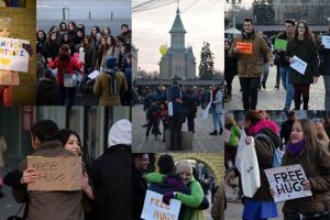 Se dau îmbrăţişări gratuite în centrul Timişoarei, de 1 Decembrie