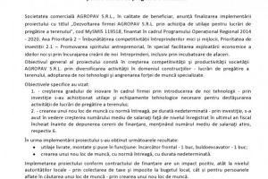 Anunt de presa :  Finalizarea proiectului Dezvoltarea firmei AGROPAV S.R.L. prin achizitia de utilaje pentru lucrari de pregatire a terenului