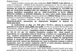 Licitatie publica organizata de B.E.J. Bogdan Ionica