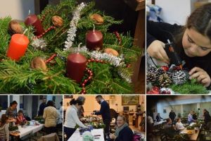 FOTO, VIDEO. Atelier de creaţie la Parohia Reformată din Alba Iulia: Coroniţe de Advent confecţionate de părinţi şi copii