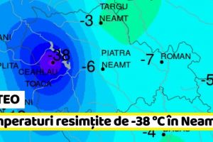 METEO: Temperaturi resimţite de -38 de grade în Neamţ