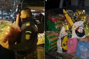 Jandarmii sătmăreni au donat peste 100 de kg de alimente pentru mai multe familii nevoiaşe