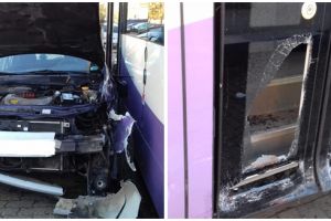 Armonie stricată: un şofer a vrut să urce cu maşina în tramvai, la Timişoara