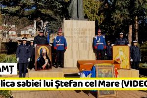 NEAMȚ: Replica sabiei lui Ştefan cel Mare a ajuns la Piatra-Neamţ (VIDEO)