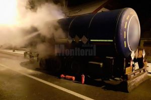 Un autotren încărcat cu bitum s-a aprins în mers, la Câmpulung Moldovenesc