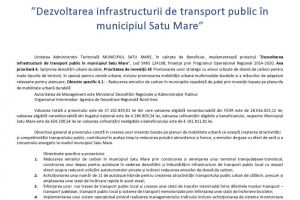 Comunicat de presă ”Dezvoltarea infrastructurii de transport public în municipiul Satu Mare”