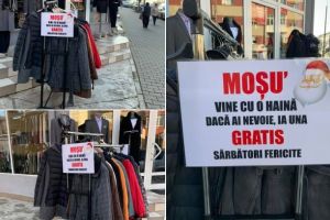 FOTO. Gest de omenie de sărbători: Un magazin din Alba Iulia şi-a amenajat un stand cu haine de iarnă pe care le oferă gratuit celor aflaţi în nevoie