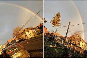 FOTO. Fenomen rar şi spectaculos pe cerul din Satu Mare: curcubeu în miezul iernii