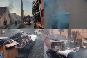 UPDATE/FOTO. Incendiu la o casă de pe strada Horea din Sebeş. Au intervenit pompierii
