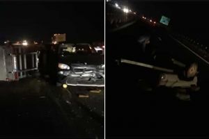 FOTO| Accident pe autostrada A1 Deva-Sebeş, între un autoturism şi o dubă