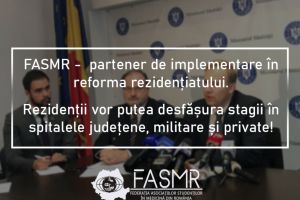 FASMR – partener de implementare în reforma rezidenţiatului. Rezidenţii vor putea desfăşura stagii în spitalele judeţene, militare şi private!