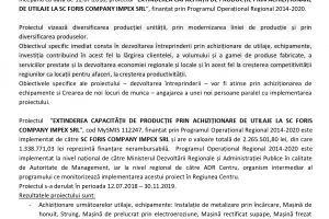 COMUNICAT DE PRESĂ-SC FORIS COMPANY IMPEX SRL
