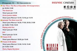 Program Cinema Inspire Alba Mall. Ce filme vor rula în perioada 13 – 19 decembrie 2019