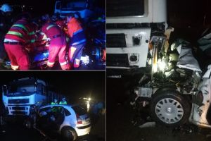 FOTO| Accident GRAV, cu o victimă încarcerată, pe DJ 107, în apropiere de Șona, între un autoturism şi un camion