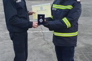 Emblemă de merit pentru un locotenent din cadrul I.S.U. Braşov