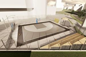 FOTO – Se construieşte primul teren de baschet 3×3 în Sibiu – În parcare la Sala Transilvania