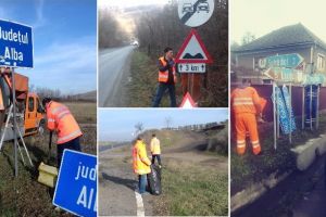 Secţia Drumuri Naţionale Alba efectuează lucrări de înlocuire a indicatoarelor rutiere deteriorate