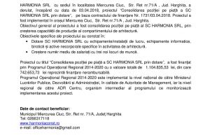 Comunicat de presă-Harmonia srl