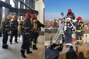 Intervenţia tip exerciţiu a pompierilor de la Promenada Sibiu – Incendiu de maşină şi la o sală de cinema