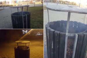 FOTO ȘTIREA TA. Un coş de gunoi de lângă Casa de Cultură a Sindicatelor a ars o noapte întreagă din cauza unei ţigări aprinse