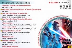 Program Cinema Inspire Alba Mall. Ce filme vor rula în perioada 20 – 26 decembrie 2019