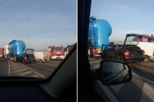 FOTO| Accident GRAV pe DN 66, intersecţia Hunedoara – Călan. O maşină înmatriculată în Alba implicată în evenimentul rutier