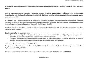 „Dezvoltarea capacităţii de producţie a societăţii CONELTEX S.R.L.” Cod SMIS 110419