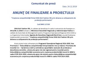 Comunicat de presă SIHA Knit Fashion SRL