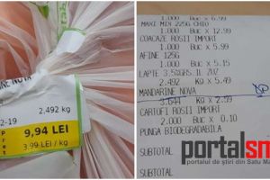 FOTO. Furt pe faţă la un supermarket din Satu Mare. Un preţ la raft, altul la casă