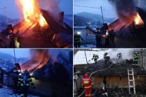 FOTO| Incendiu PUTERNIC la o locuinţă din Roşia Montană: Au intervenit pompierii din Câmpeni şi Abrud