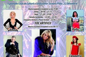 Revelion în centrul Sucevei cu muzică uşoară, populară, lasere şi focuri de artificii