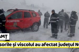 NEAMȚ: Ninsorile şi viscolul au afectat judeţul Neamţ. Raportul autorităţilor (29 decembrie)