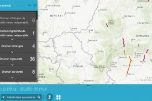 Hartă interactivă cu sectoarele de drum închise sau restricţionate, pe site-ul CNAIR