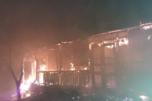 FOTO Casă cuprinsă de flăcări în judeţul Botoşani. Proprietarul a făcut atac de panică